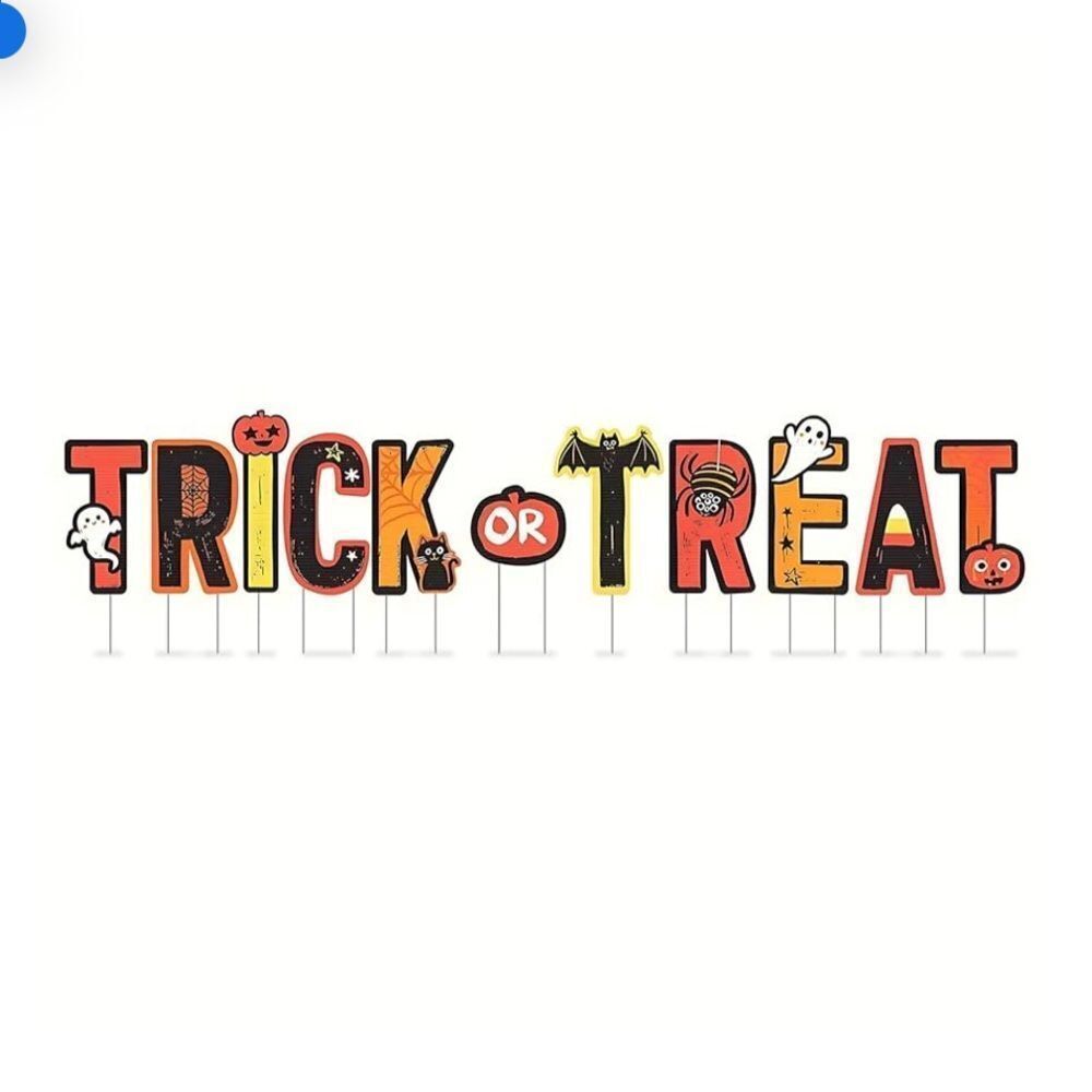 Trick-or-Treat Plastic Yard Signs with Metal Stakes